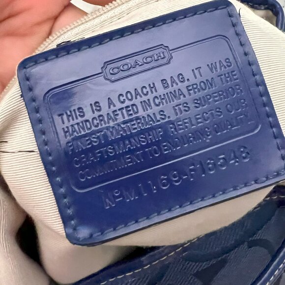 Coach Kyra Signature Logo Navy Blue Canvas Backpack F16548 - Picture 7 of 7